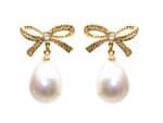Pearl Drop Bow Earrings