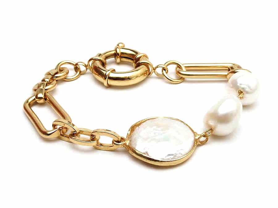 צמיד פנינים גדולות 03 זהב April Bracelet - Image 1