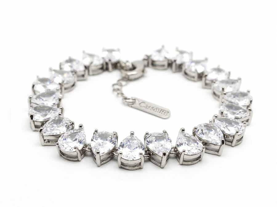 צמיד כלה כסף Pear cut Bracelet - Image 1